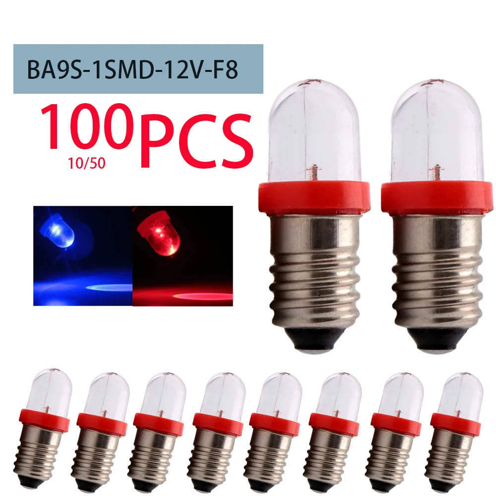 ampoule led e10 transparente rouge bleu 12v super lumineuse 30 lumens moderne compact 28x9mm