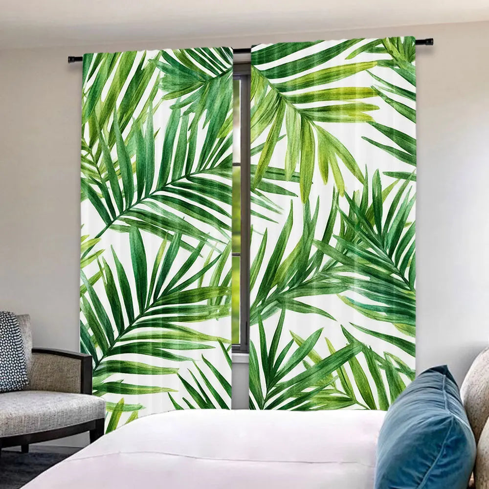rideau vert feuilles palmier moderne 100 polyester 75x166cm 105x230cm 130x210cm chambre salon