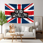 tapisserie pop art rock polyester noir blanc rouge bleu gris graphique
