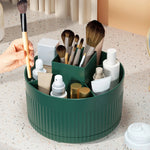 boîte rangement rotative moderne vert blanc rose texture riblée maquillage pinceaux cosmétiques stylos ciseaux