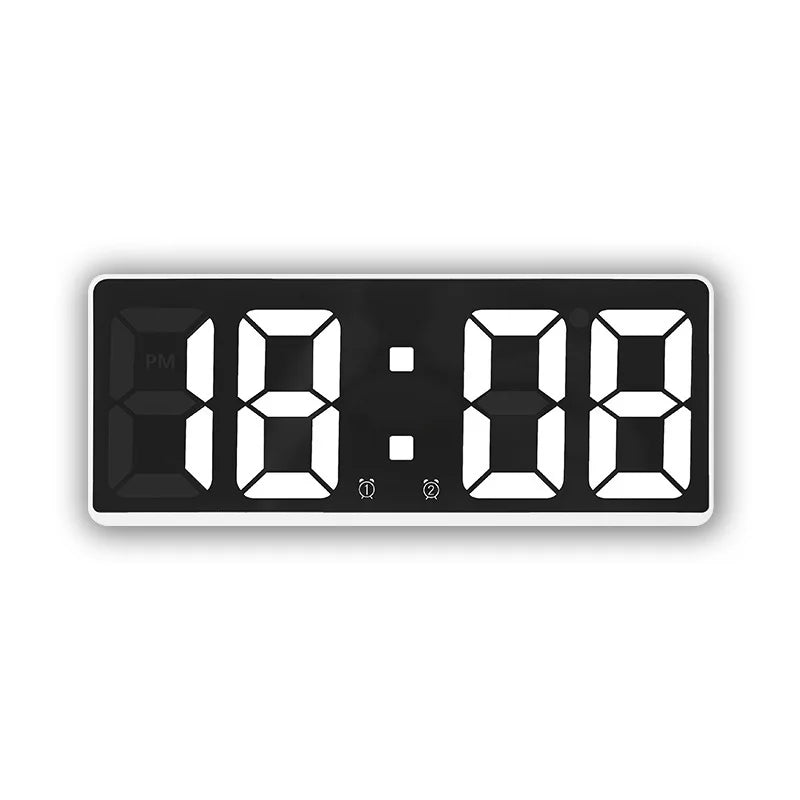 horloge numérique moderne écran LED noir blanc vert números lumineux anti perturbation snooze mode