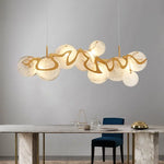 Suspension lumineuse or spirales dorées moderne sphères transparentes 60cm 80cm 95cm