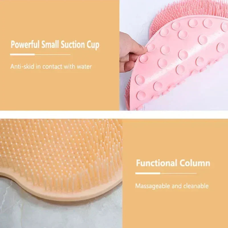 tapis bain antidérapant brosse massage dos exfoliation pieds ventouses couleurs multiples