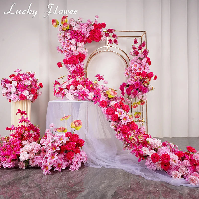 décoration extérieure mariage bouquet fleurs artificielles rose blanche verte moderne élégantextérieur