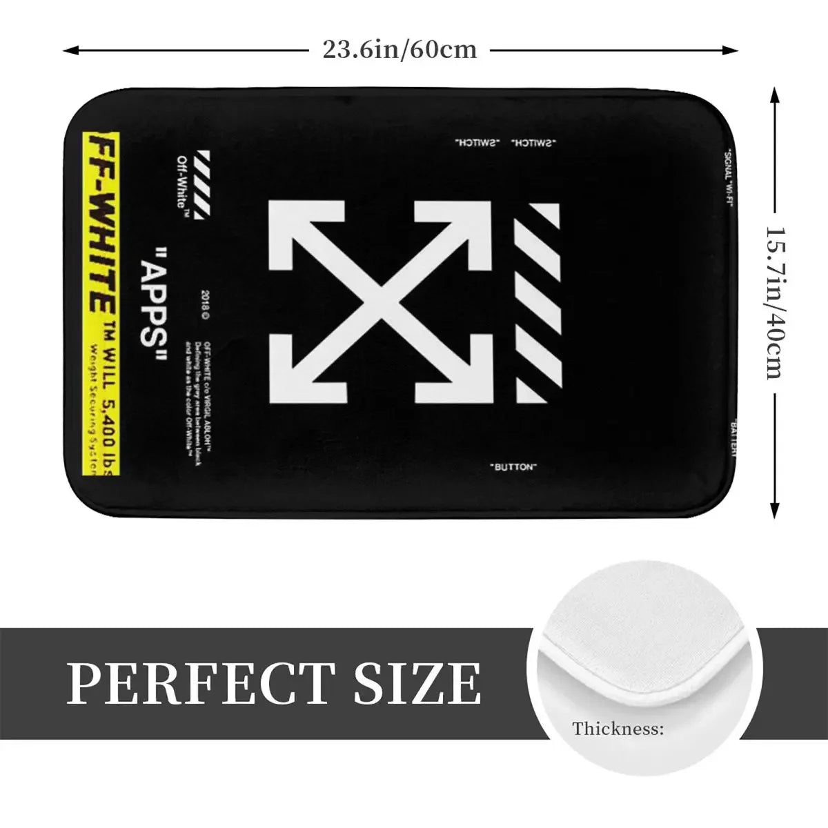 tapis bain noir blanc arrows imperméable antidérapant adhésif moderne minimaliste