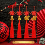 décoration murale suspendue bijou chinois rouge doré nœuds figurines animales artisanat festive