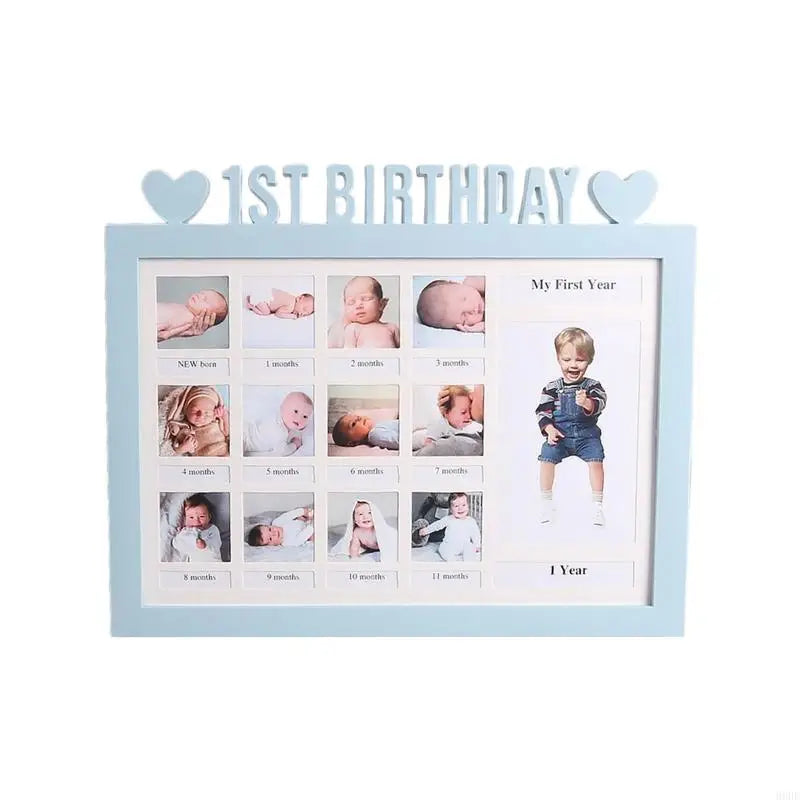 cadre photo bébé rose clair premier anniversaire première année moderne minimaliste