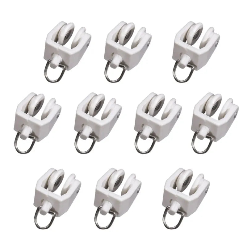 accessoires rail rideau poulies vis métalliques supports montage blanc anneaux bouclesétalement