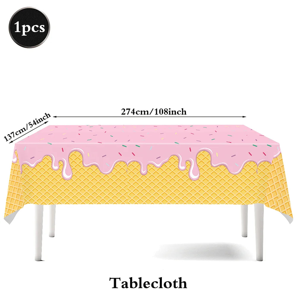 assiettes festives glace vanille anniversaire enfant filles garçons guirlande lettres chapeaux