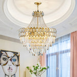 lustre cristal doré transparent classique encastrée led h71cm d60cm