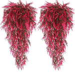 guirlande artificielle fleurs violettes feuilles vertes moderne extérieure accrochée chaîne métallique décoration jardin mariage