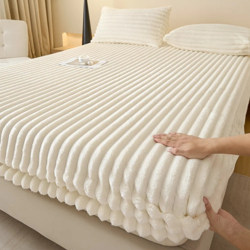 housse matelas polyster coton rayures horizontales rose beige confortable anti bactéries résistante eau