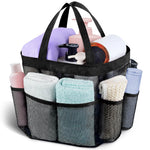 sac rangement bain voyage toilettte polyester maille transparent noir jaune rose vert blanc pratique