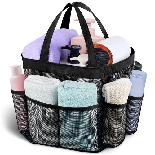 sac rangement bain voyage toilettte polyester maille transparent noir jaune rose vert blanc pratique