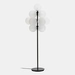 lampe sol led moderne blanc marron gris verre dépoli texture papier japonais interrupteur bouton