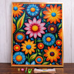 toile broder fleurs stylisées 11ct 14ct multicolore aiguille ruban guide couleurs package moderne art