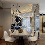 miroir blanc carreaux géométriques moderne adhésif mural sans cadre