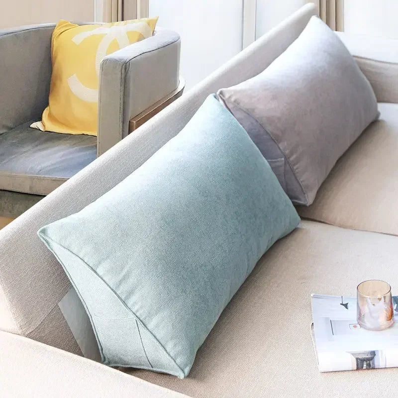 coussin dossier triangulaire bleu clair canapé salon tête lit support dos