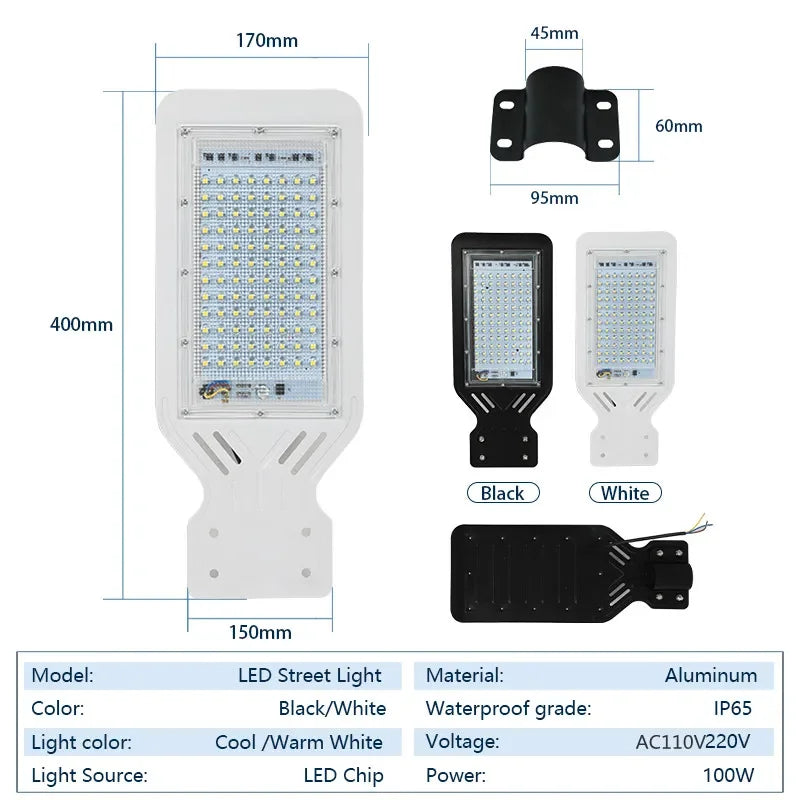 lampe rue led moderne étanche ip65 blanc noir fixée 220v