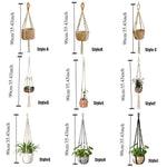 support plante suspendue macramé boho blanc beige noir artisanal anneaux métalliques pot plante