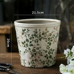 vase céramique porcelain fleurs blanches imprimées classique couleur beige verte