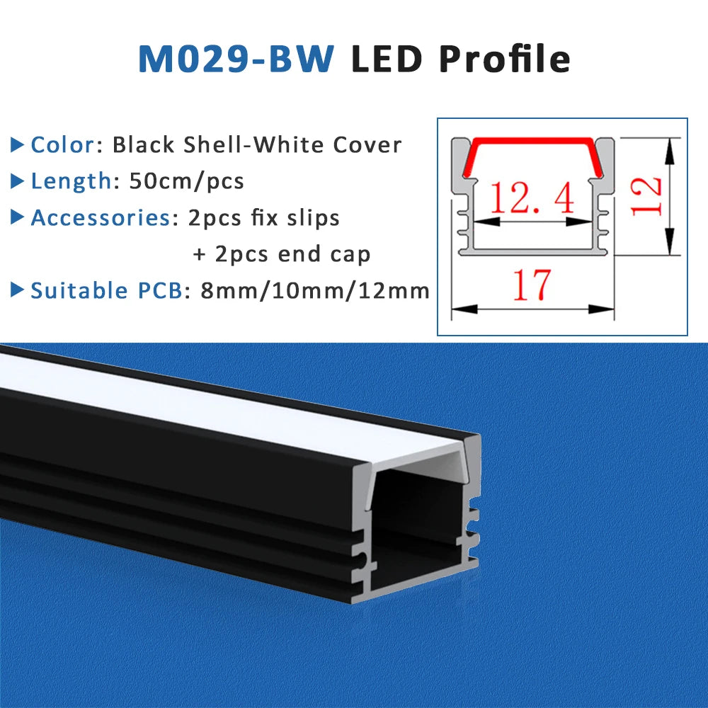 bande led profil aluminium 50cm flexible moderne adhésif opaque silver white