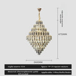 lampe suspendue cristal transparent dorée classique salon chambre decoration lumière led