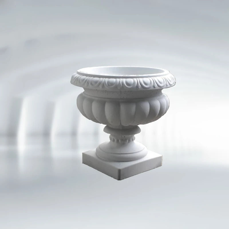 jardinière plastique abs blanc ornée décoration florale extérieure classique 50cm