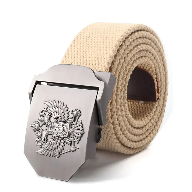 ceinture homme toile métal camouflage noir double aigle militaire décontracté opacité