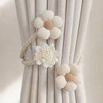 rideau fleuri accessoire fenêtre ours coton moderne beige blanc opacité