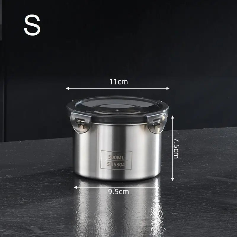 boîtes hermétiques acier inoxydable coffrets alimentaires épices grains couvercle transparent moderne minimaliste