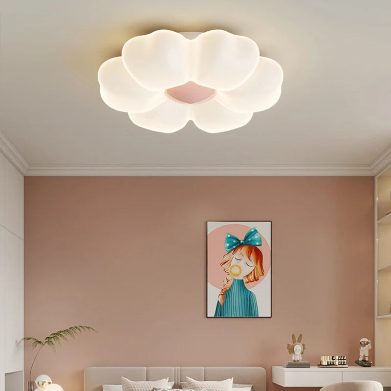 plafonnier led moderne blanc forme pétale chambre opacité fixations invisible