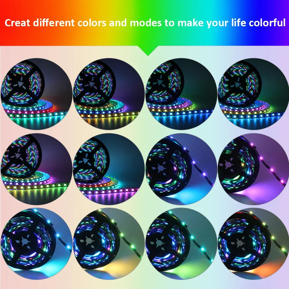 ruban led noir bleu multicolore ws2812b ip65 ip30 adhésif addressable 30leds 60leds modernes