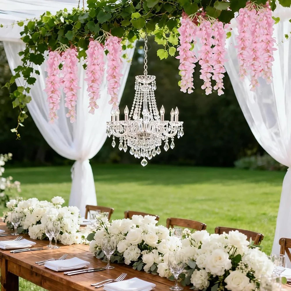 guirlande fleurs artificielles rose blanches modernes décoration intérieure extérieure mariage anniversaire baby shower