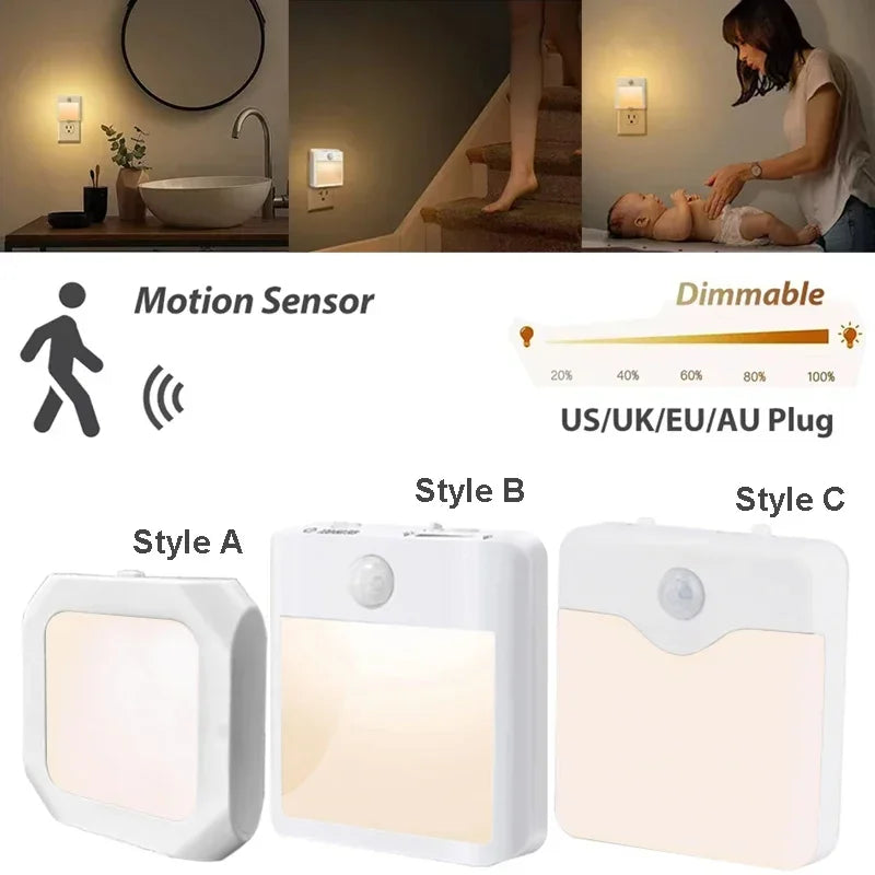 lampe nuit détecteur mouvement blanc moderne adhésif réglable auto toujours on chambre couloir
