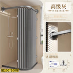 rideau douche pliable moderne beige clair rayures verticales opacité aimants