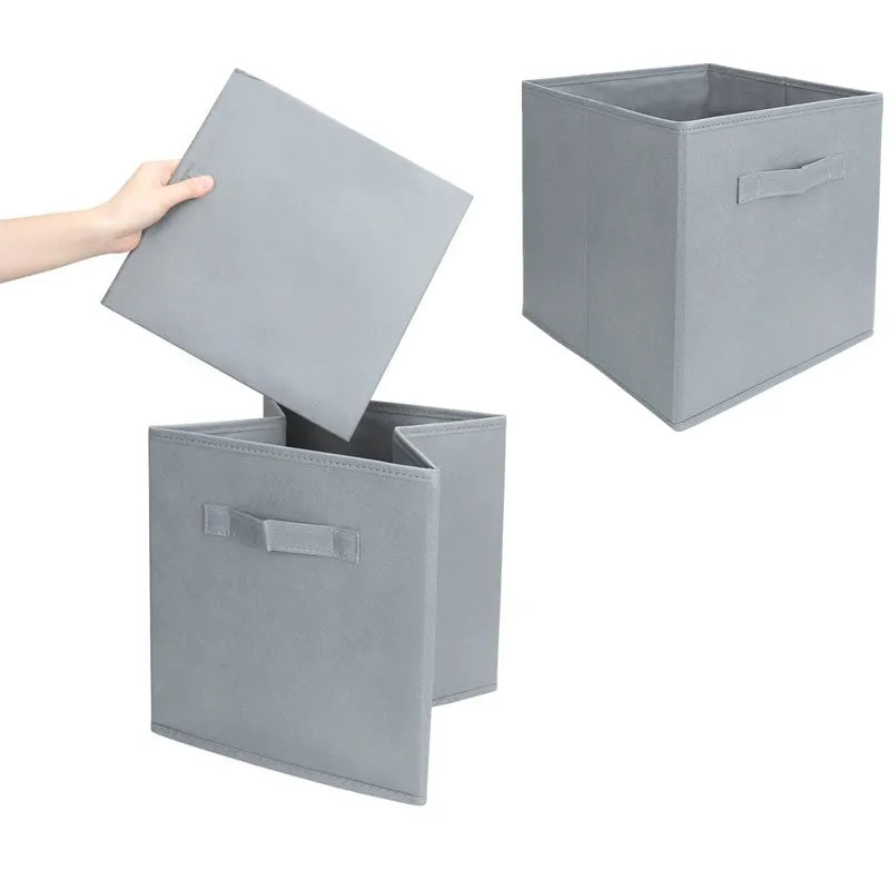boîtes rangement pliables tissu gris beige moderne poignées amovibles respectueux environnement articles divers rectangle