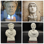 statues romaines antiques blanc bustes historiques détails classiques socle carré blanc