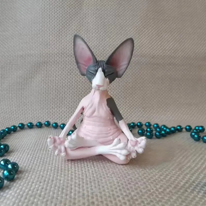 Statue de chat Bouddha Sphinx en résine vert clair pour terrasse