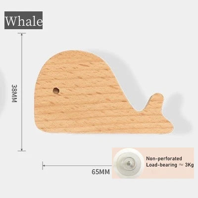 porte clés mural animal bois naturel minimaliste adhésif vis simple modernité chambre enfantDecorationMurale