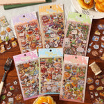sticker mignon multicolore animaux fruits fleurs pique nique détails illustré clips boisscrição automática aqui