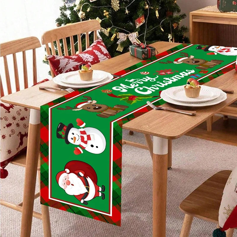 tableau table noël bonhomme neige flocons motifs traditionnels bleu blanc rose rouge vert