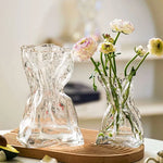 vase transparent verre texturé moderne intérieur décoration florale artificielle minimaliste table accueil