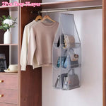 sacs rangement suspendus transparents blancs plaid marron beige anti poussière réutilisables moderne crochets
