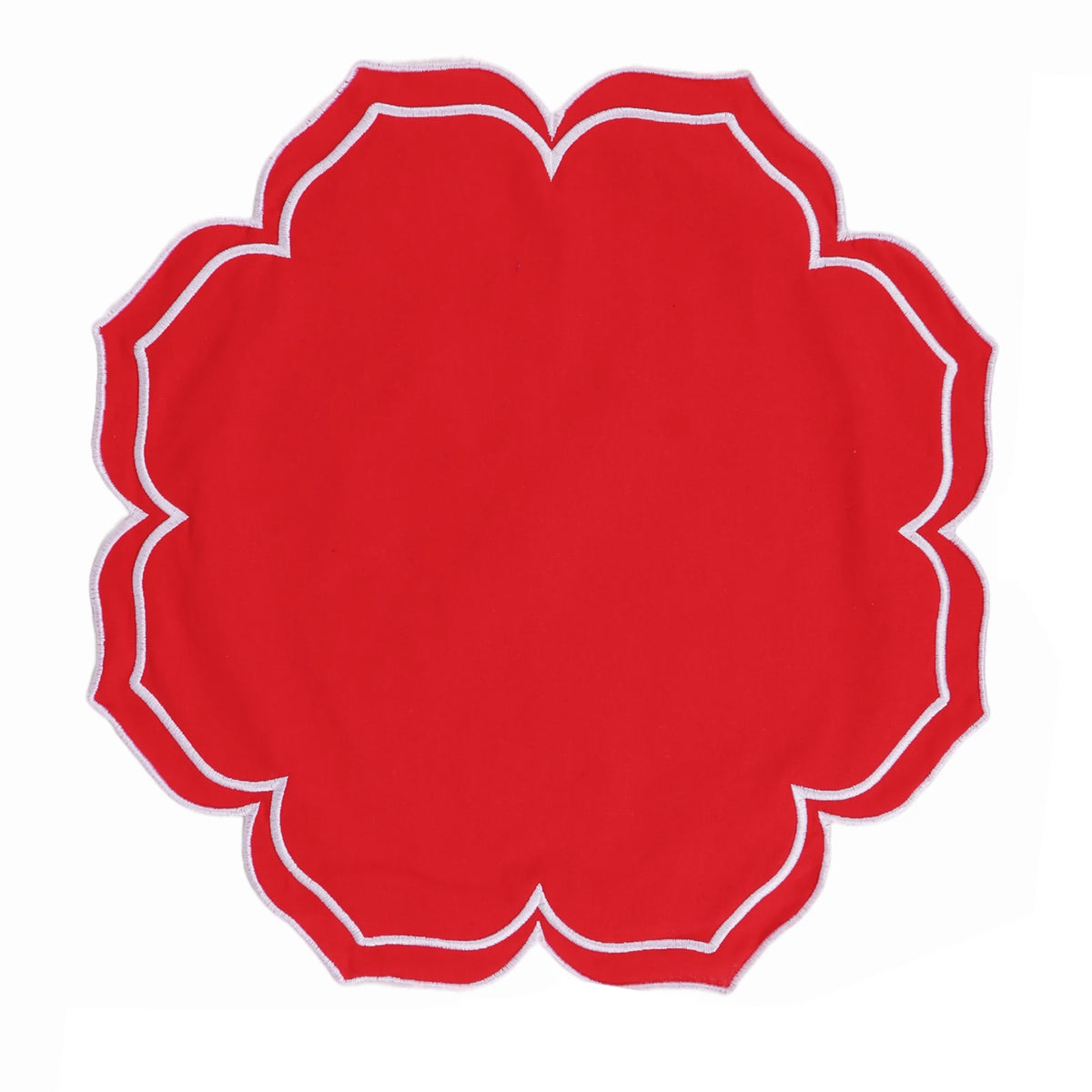 serviettes table carrées coton lin brodé motif floral rose clair vert classiques