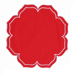 serviettes table carrées coton lin brodé motif floral rose clair vert classiques