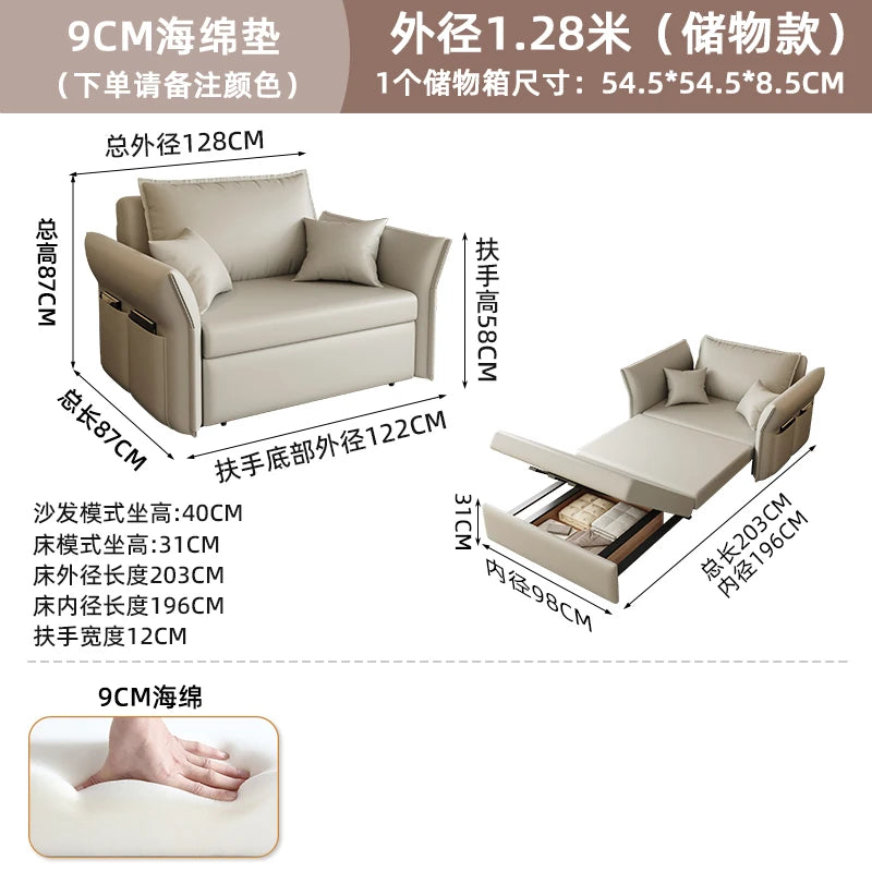 canapé lit pliable moderne canapé beige uni matelas coussins poches bois composite minimaliste chambre