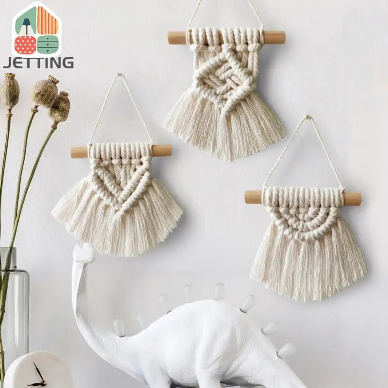 décoration bohème macramé tressé main artisanal couleur beige clair