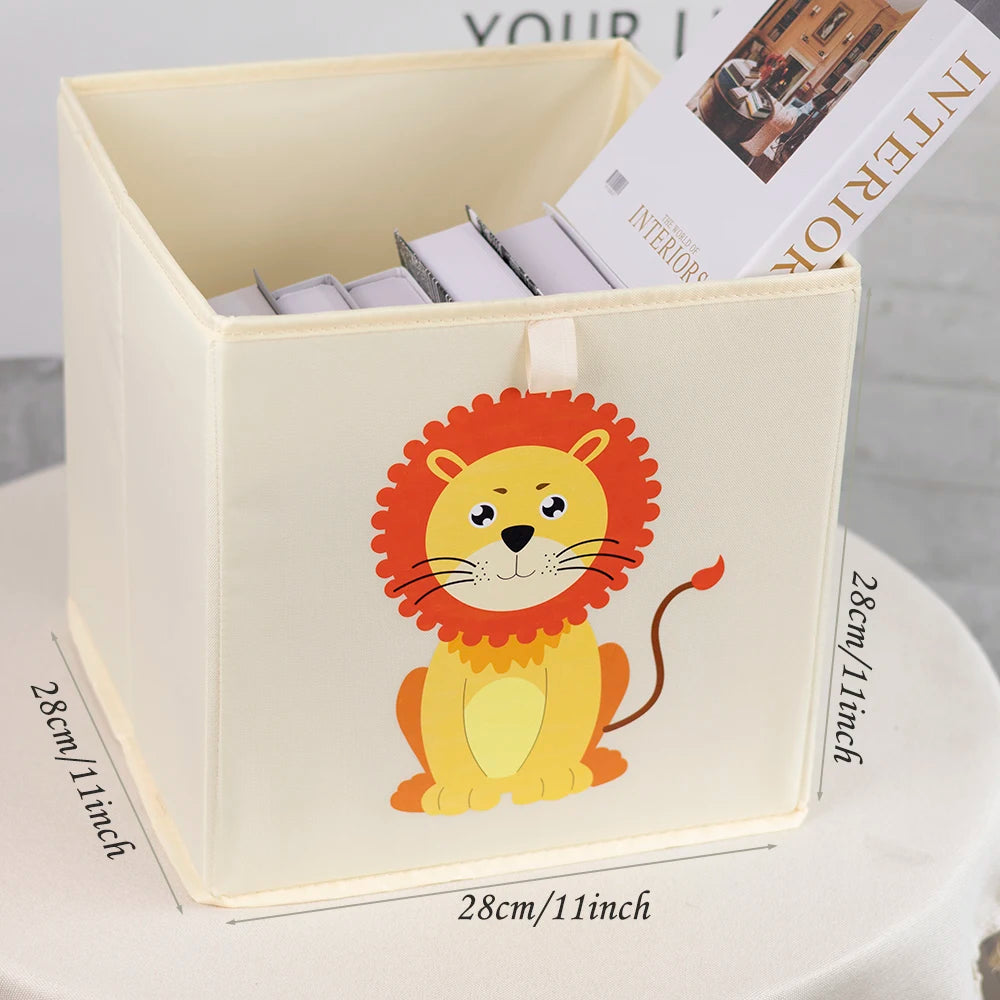 boîtes rangement pliables animaux dessin animé beige clair moderne enfant poignées léopard singe ours
