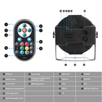 projecteur led noir dmx effet scènes professionnel 36w rgb commandes distantes